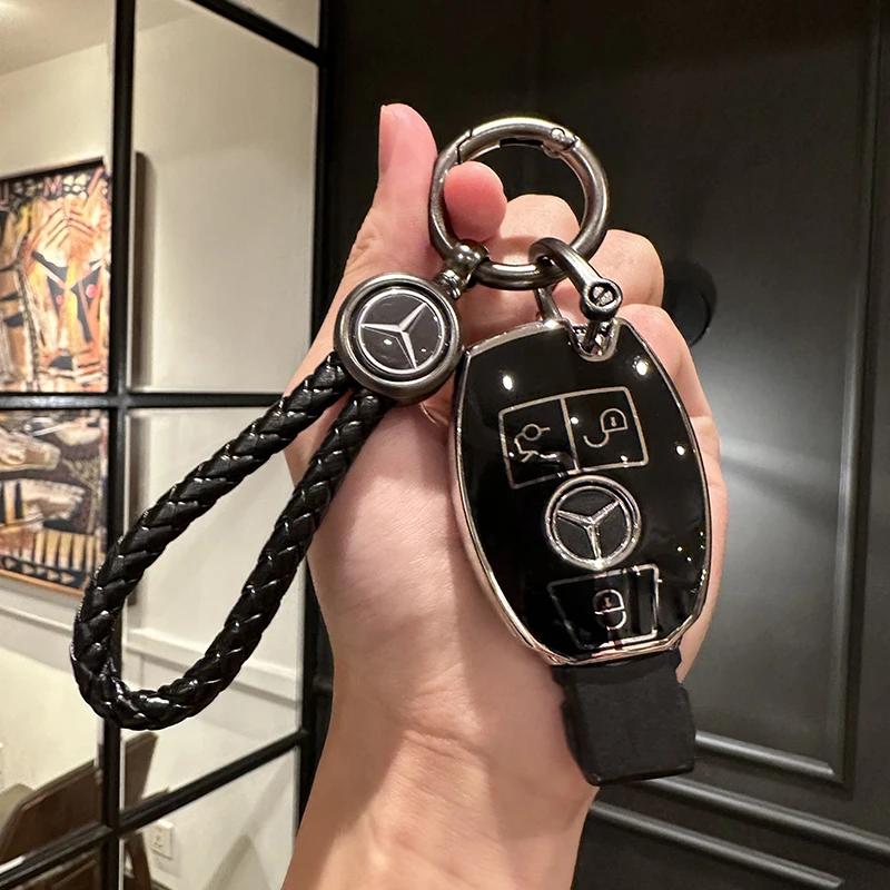ULA5 Car Key Case Shell Fob For Mercedes Benz A C E S G Class GLC CLE CLA GLB GLS W177 W205 W213 W222 X167 AMG Keychain