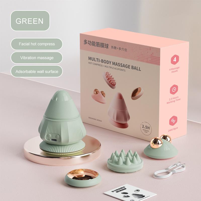 

Электрический вибрирующий массажный мяч Инструмент для миофасциального релиза С присоской Фитнес Расслабление мышц Глубокое расслабление тканей Type-C зелёный