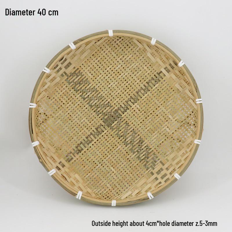 Blue Bamboo Weaving Sieve for Drying Tea, Dried Goods, and Rice - Round Winnowing Basket Tray