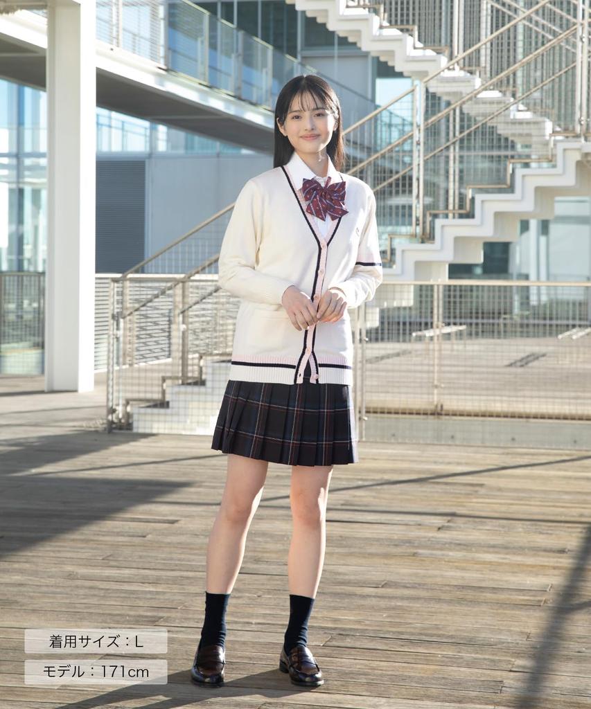 Lined School High Middle Popular High School Thin White X Pink M [Konomi] Cardigan, Women's, Cotton, Uniform, Cardigan, Spring, School, Ladies,