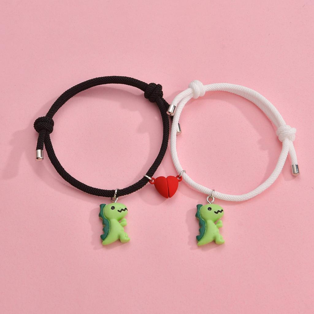 Creative Design Fashion Couple Love Splice Dinosaur Pendant Bracelet Men's and Women's Jewelry Gift Accessories