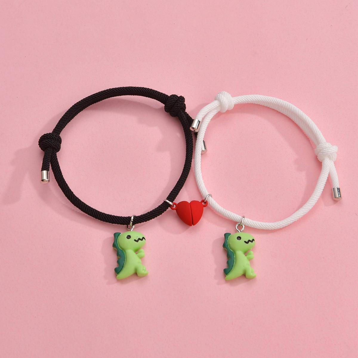 

Creative Design Fashion Couple Love Splice Dinosaur Pendant Bracelet Men s and Women s Jewelry Gift Accessories