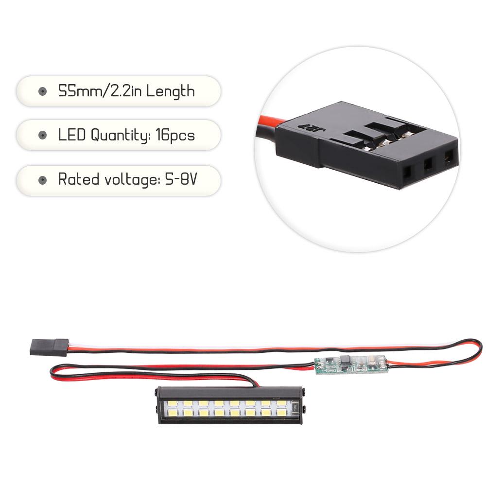 RC LED-Lichtleiste 55 mm/2,2 Zoll Metalldachlampe Licht 16 LEDs Lichtscheinwerfer für 1/10 Traxxas TRX-4