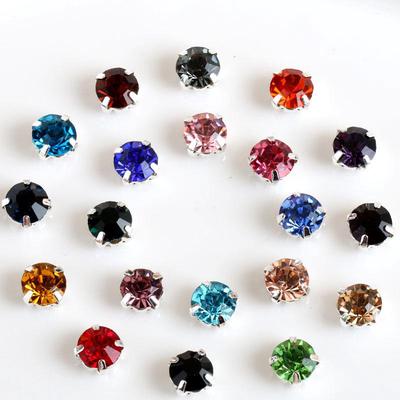 240Pcs Glass Round Shape With Claw Sew On Crystal Stone Strass Diamond Metal Base Buckle For Clothes Decorating