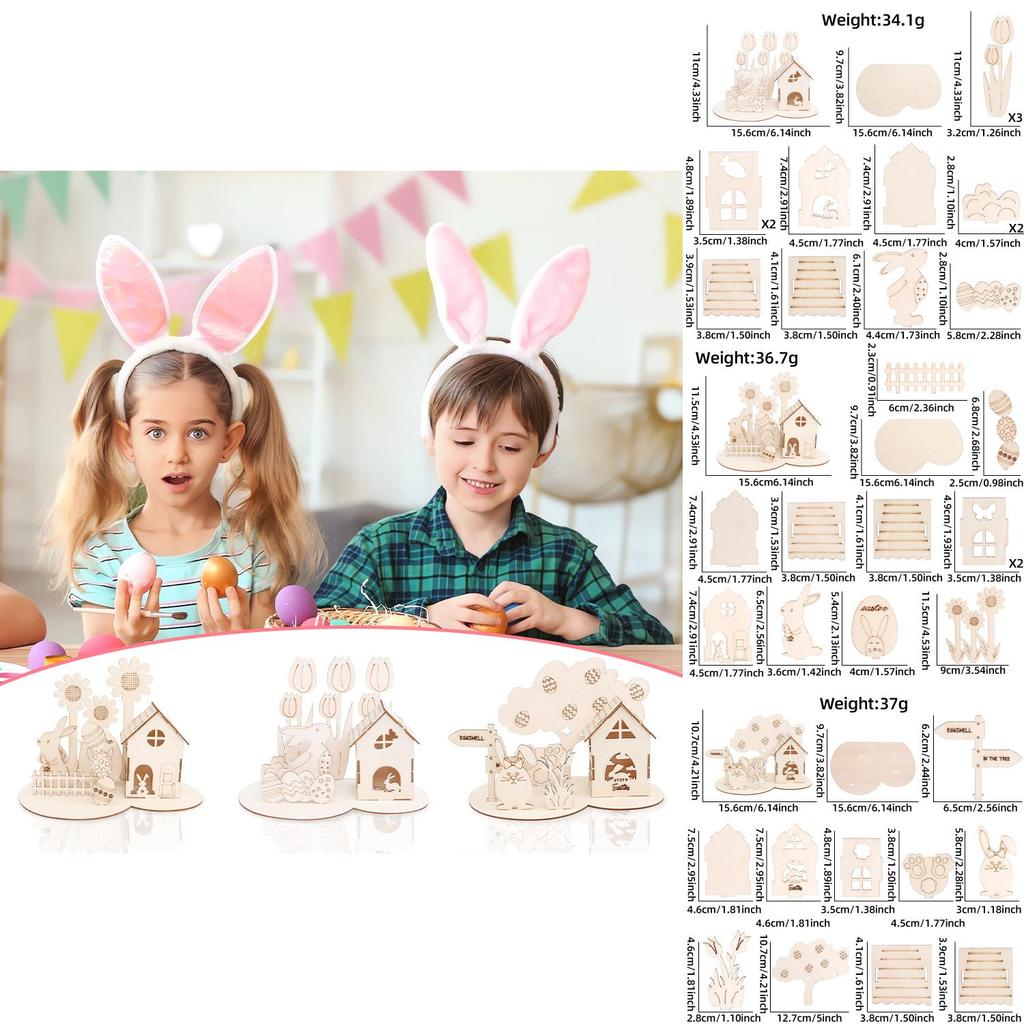 Handcrafted Easter Wooden Decorations Diy 3d Bunny And Colorful Eggs Festive Display