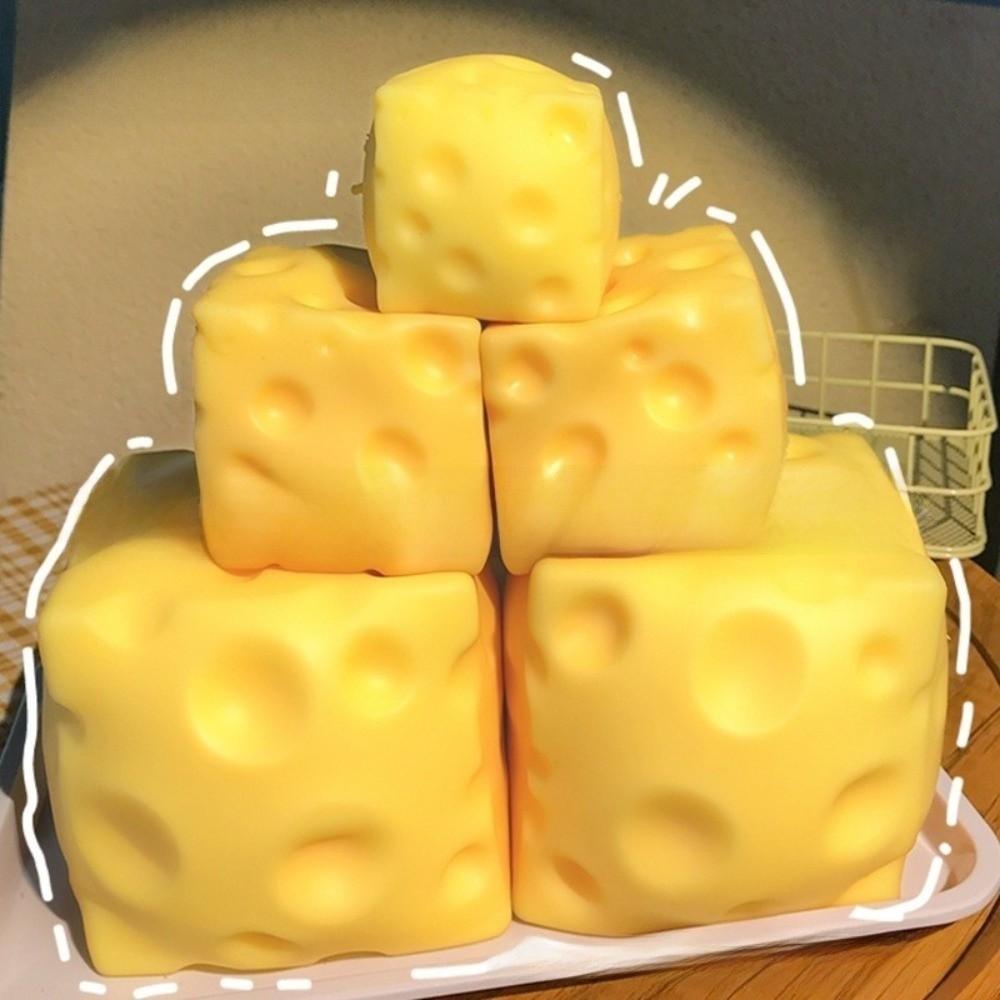Sensory Stress Relief Giant Cheese Squishys Yellow Slow Rising Soft Squeeze Toy