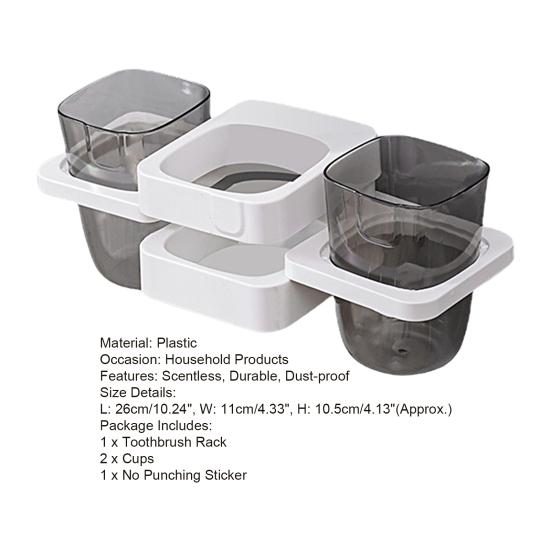 Dustproof Upside-down Design Stable Punch-free Wall-mounted Suction-up Toothpaste Toothbrush Holder Toothbrush Organizer