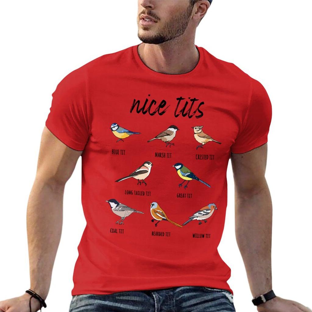 Nice Tits Funny Bird Watching T-Shirt Oversizeds Shirts Graphic Men Clothes