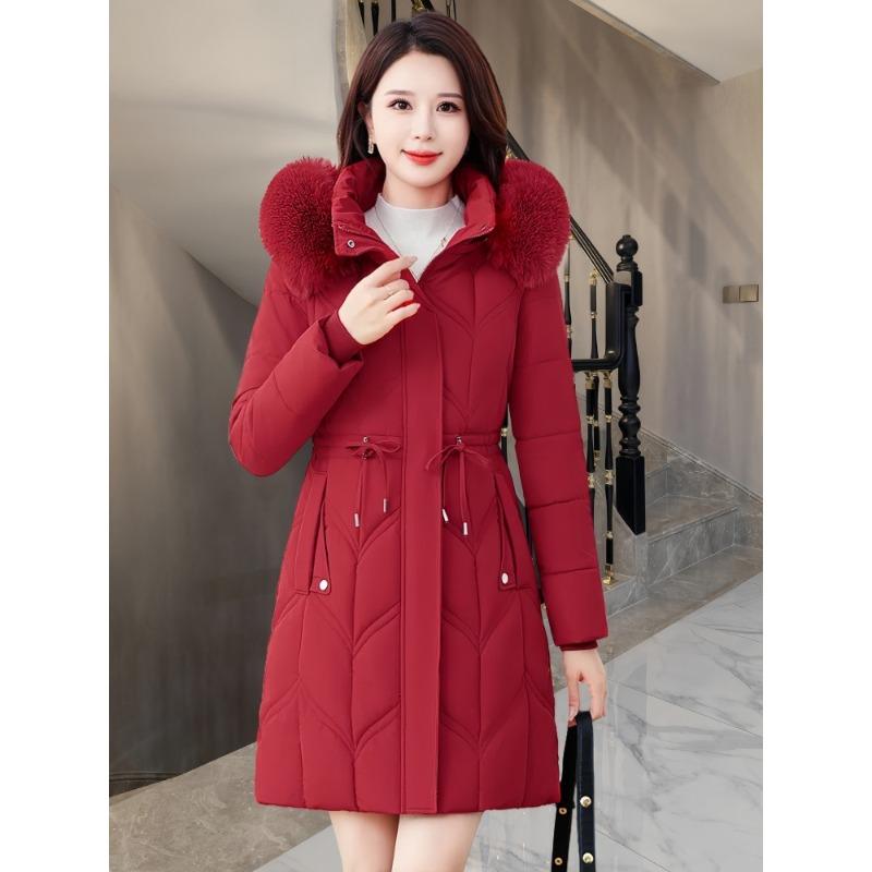 Down Cotton-padded Clothes Women's Medium and Long Models, New Fashion Slim-fitting Cotton-padded Jackets, Warm and Thickened Cotton-padded Jackets.