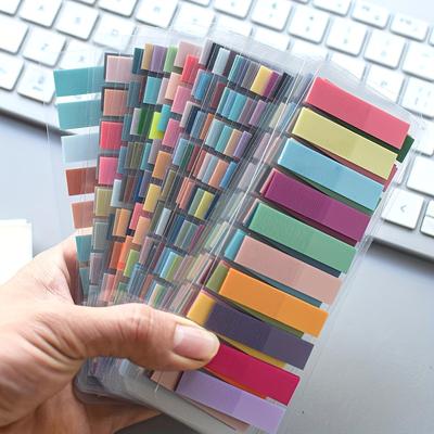 200 Europäische Vintage Fluoreszierende PET Klarsichthaftnotizen, Morandi Farbcodierte Haftmarker, Rechteckig, Gemischte Farben, mit Registerlaschen