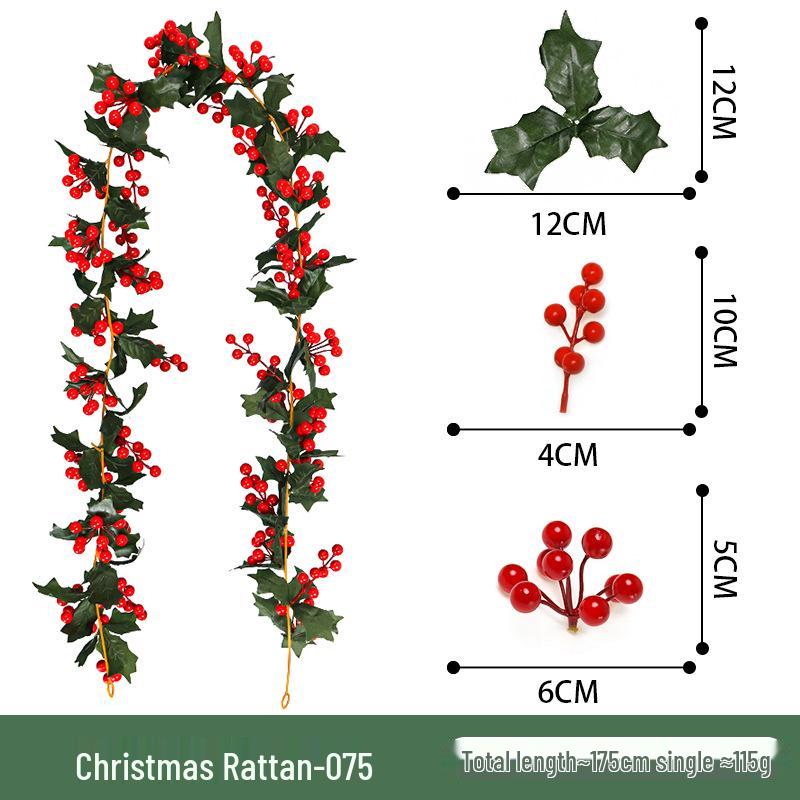Red Berry Christmas Vine Decoration with Simulated Leaves