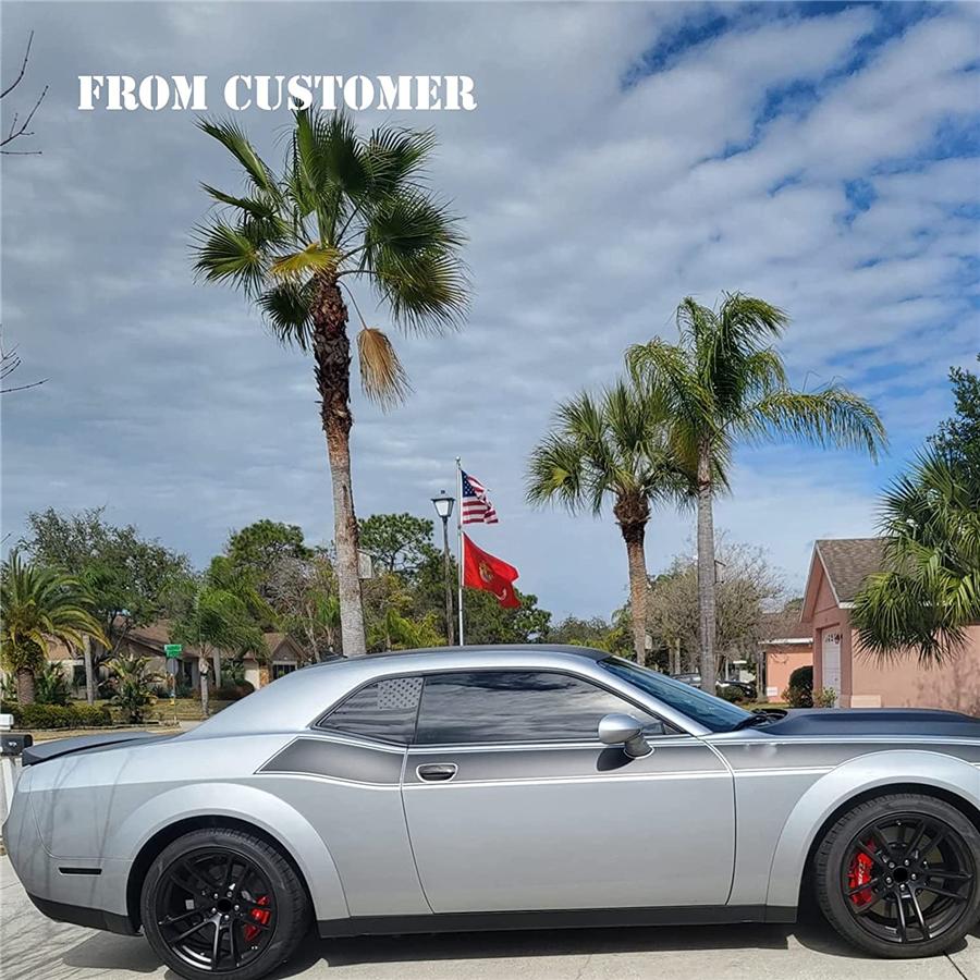 2Pcs Rear Window American Flag Vinyl Decal Stickers For 2008-22 Dodge Challenger
