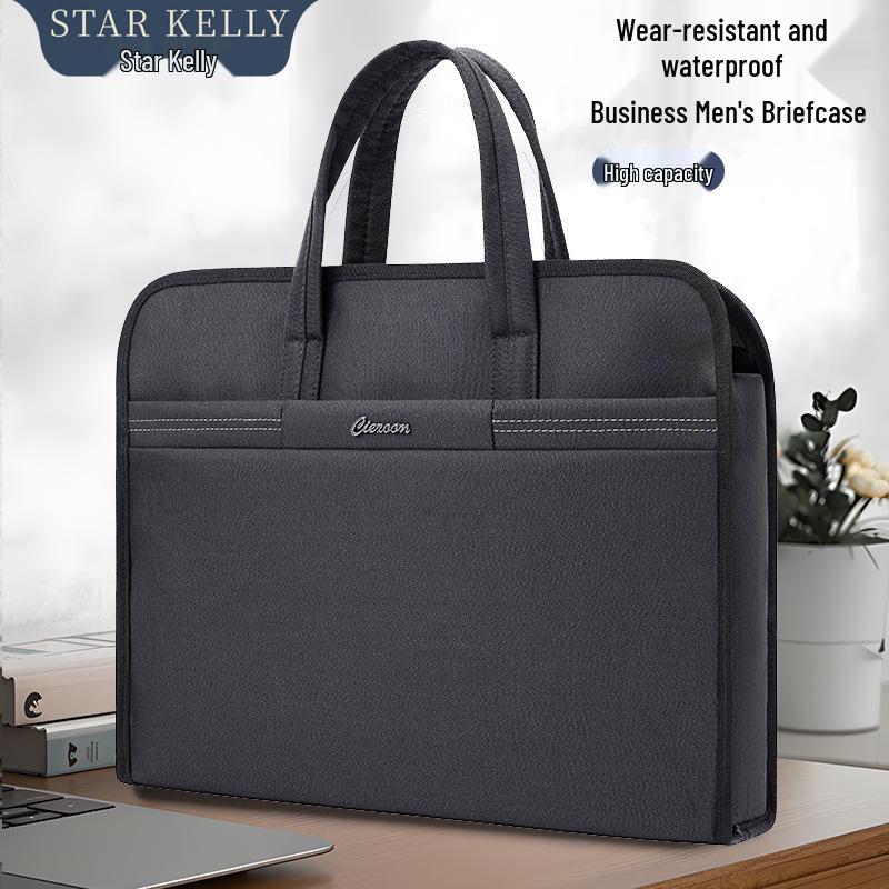 Men's Oxford Cloth Laptop Briefcase: Printed Handbag for Business, Office, and Document Carrying