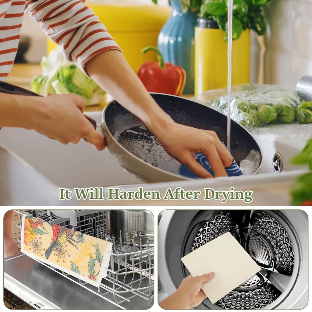 5/6/12PCS Kitchen Dish Towels Reusable Dishcloths Washable Kitchen Dish Rags Absorbent Soft Cellulose Sponge Cloths 7.7*6.7inch