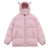 Cotton-Padded Hip Hop Parkas Men Devil Horns Winter Hooded Down Jacket Retro Y2K Thicken Puffer High Street Loose Bubbles Coats
