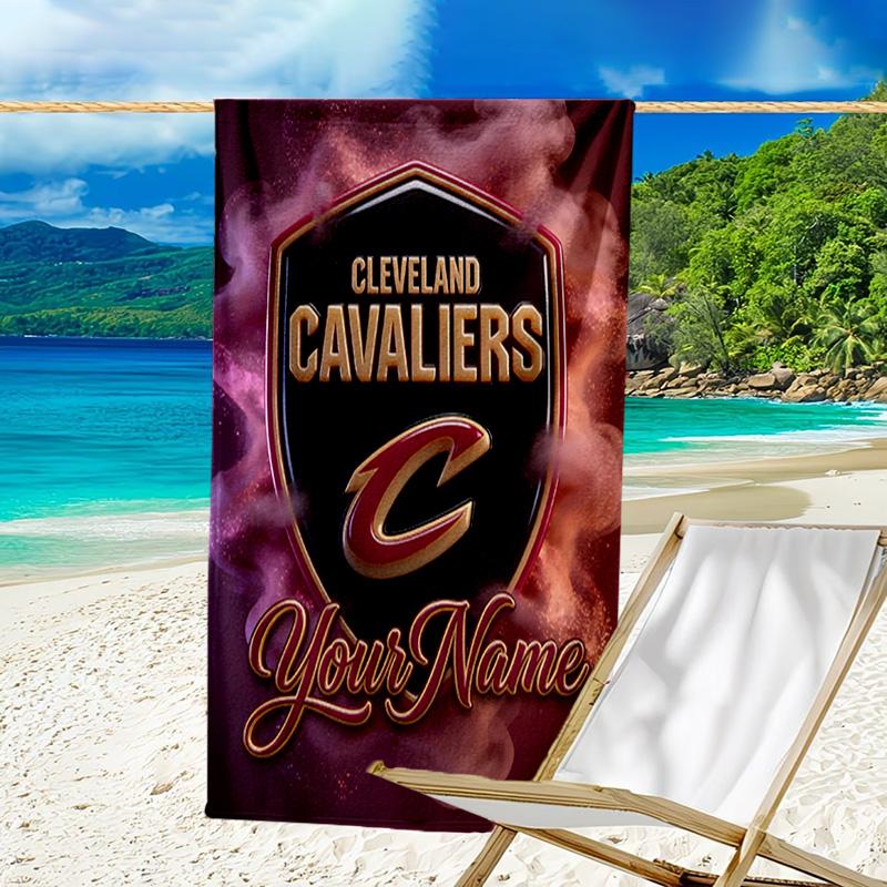 Custom Name Beach Towel Cleveland Lights Shadows Beach Towel, Soft Microfiber, Gift for Her/Him, Birthday, for Pool, Beach, Travel, Fan Gifts