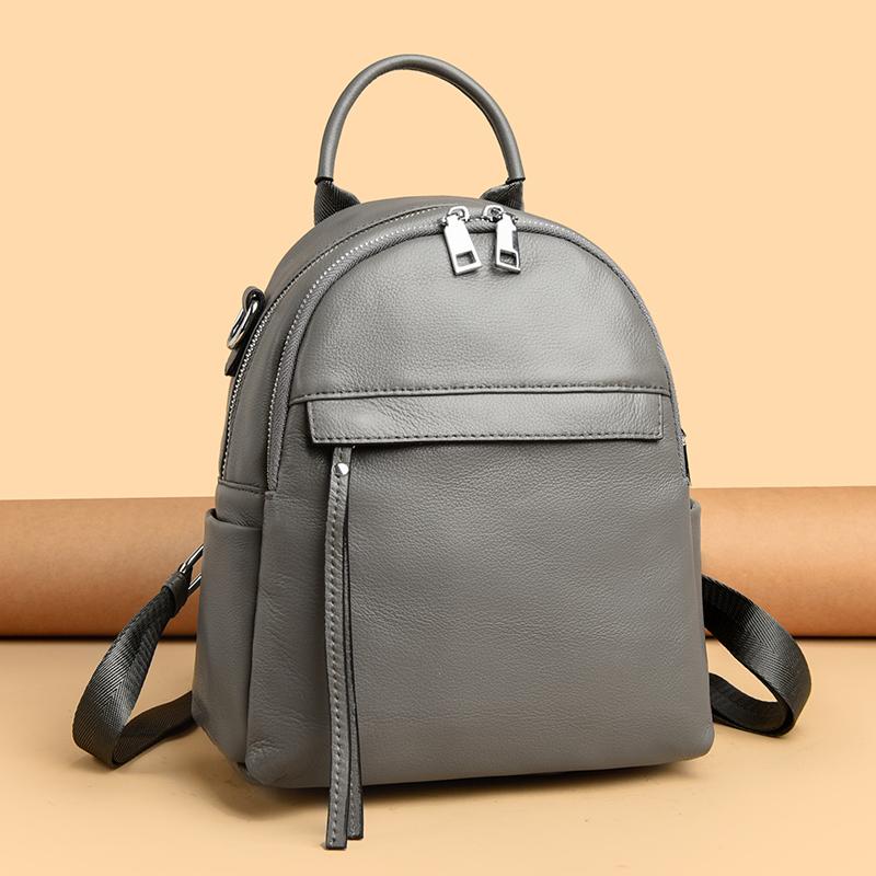 Designer Solid Color 100%Genuine Leather Women Backpack Luxury Lady Large Capacity Travel Backpack Girls Female Leather Knapsack