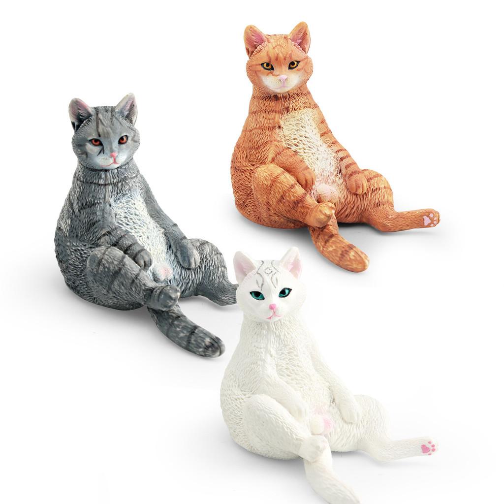 Realistic Cat Model Pvc Figurine Lazy Orange Black White Cat Decor Collectible Toy For Animal Enthusiasts
