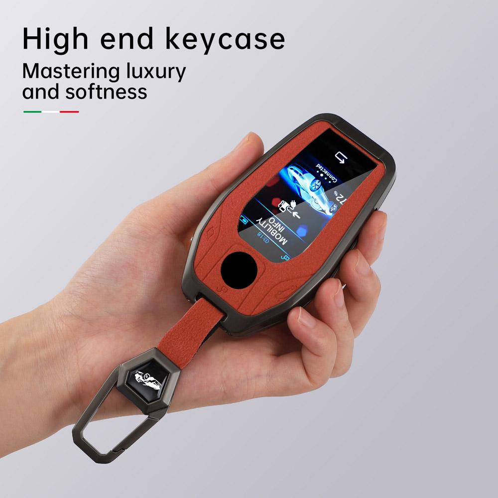 Zinc Alloy With Suede Leather Car Key Case Remote Fobs Cover Bag For Bmw 5 7 Series G11 G12 G30 G31 G38 X3 X5 X7 730Li 740 530Le