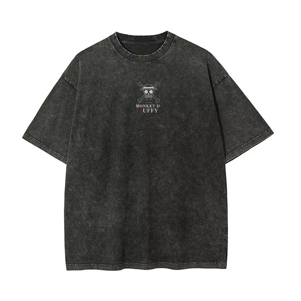 Jujutsu Kaisen Washed Summer T-Shirt, Vintage Distressed Anime Graphic Streetwear for Men Women, Retro JJK Anime Tee