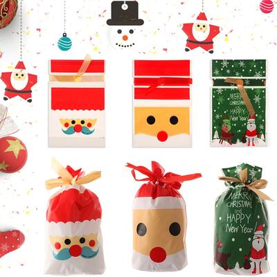 5pcs Kids Pastry Tool Santa Claus Elk Cookies Gift Bags Christmas Decor Candy Package Drawstring