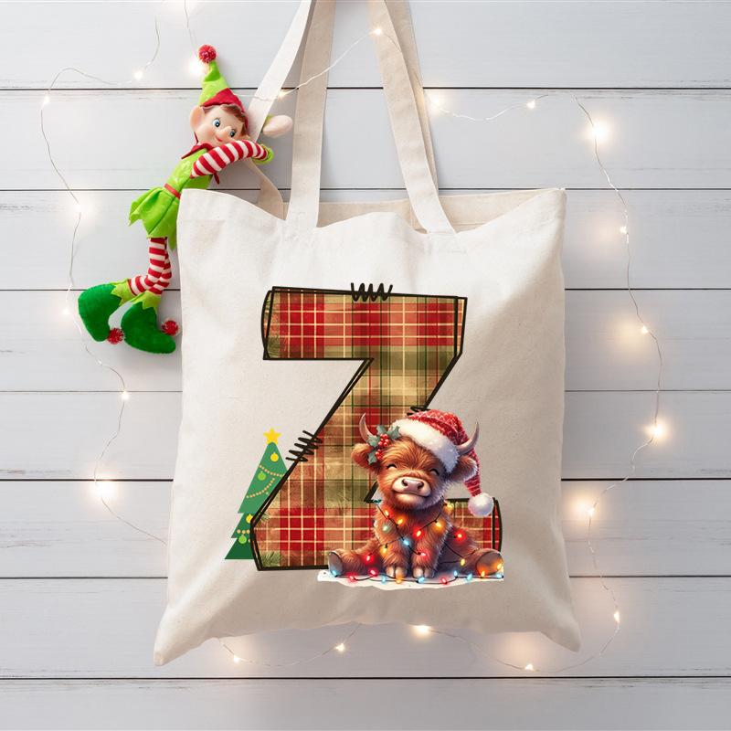 

Christmas letter print messenger bag student casual versatile tote bag No specification