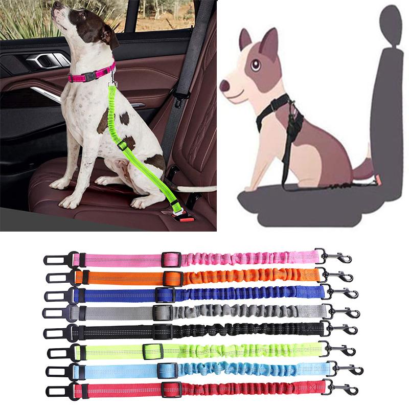 Pet Dog Car Seat Belt Dog Leash Stretch Buffer Elastic Doublesided