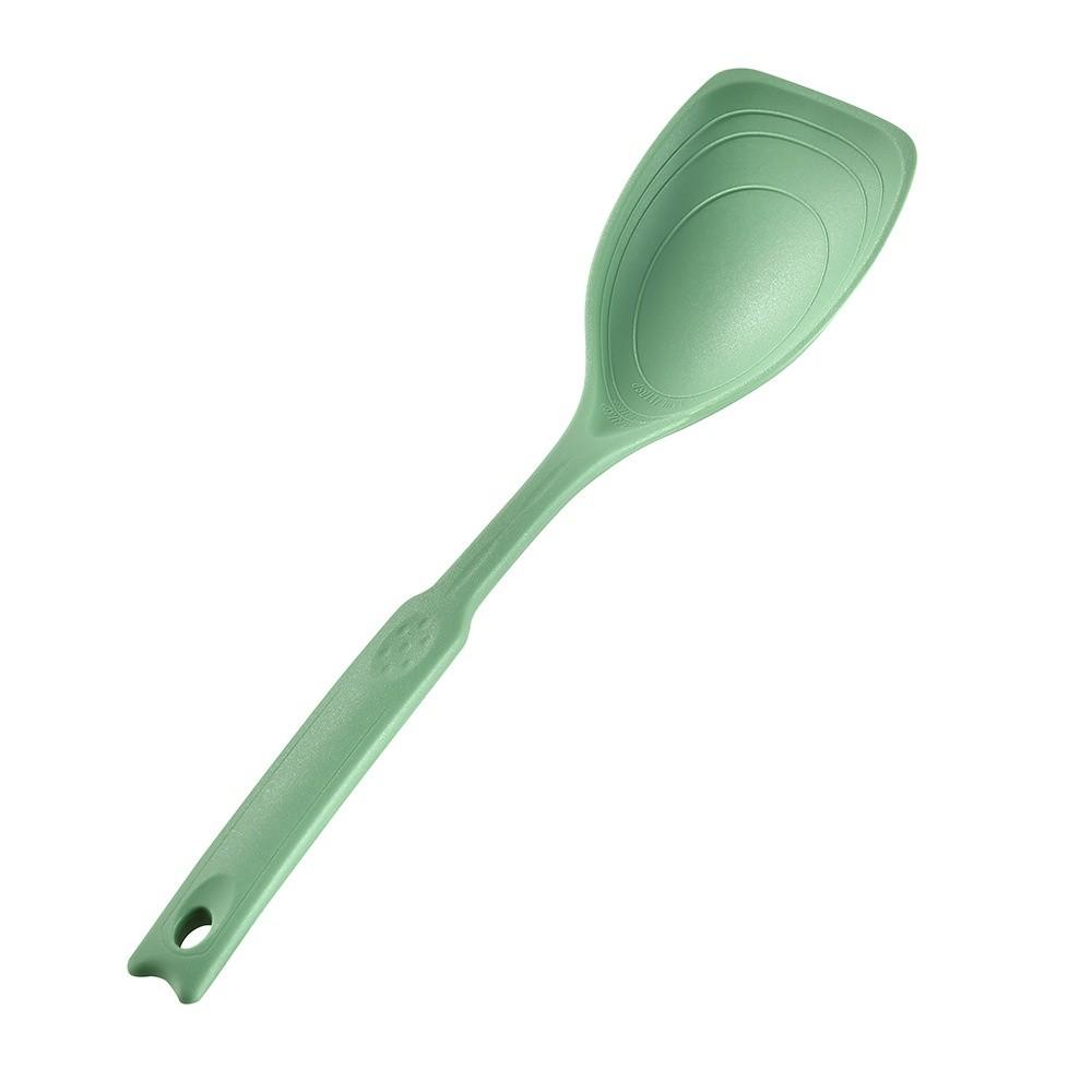 

High Temperature Resistance Multi-functional Spoon Silicone Non-slip Round Handle Soup Spoon Mixing Spoon Household зелений
