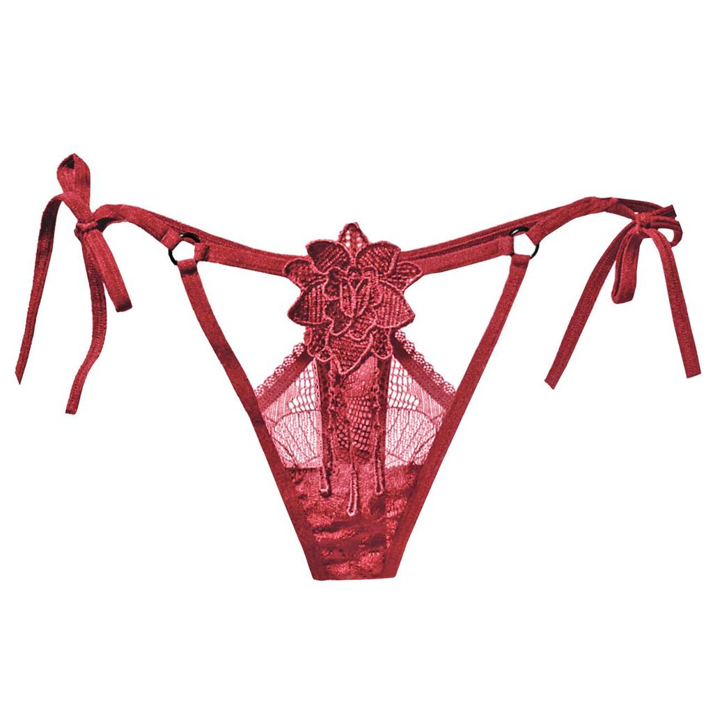 WHITE FANG Floral Lace Sexy Lingerie for TT213 T-Back Panties, Women, (07 Wine)