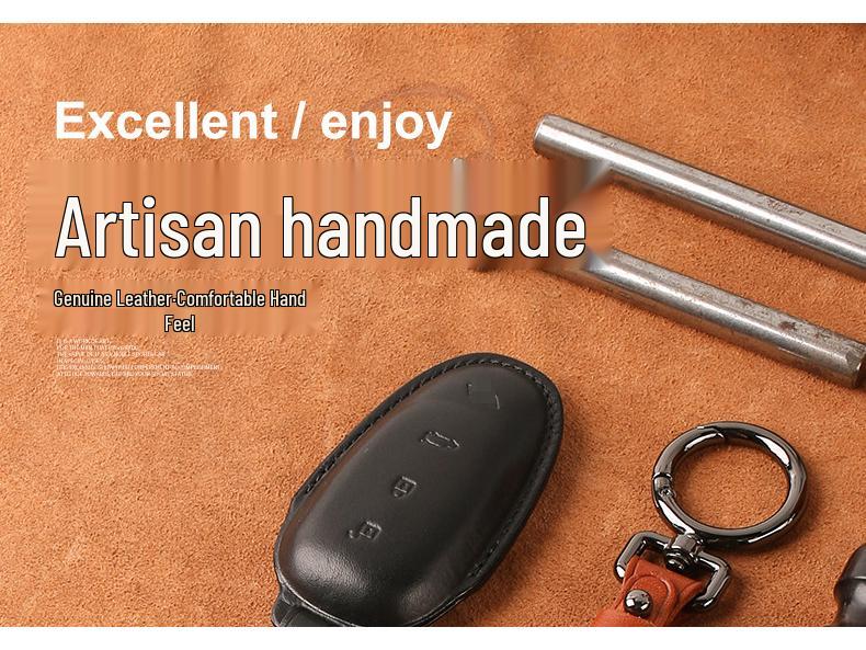 Premium Cowhide Genuine Leather Key Case for L9 Model - Ideal Car Key Protector