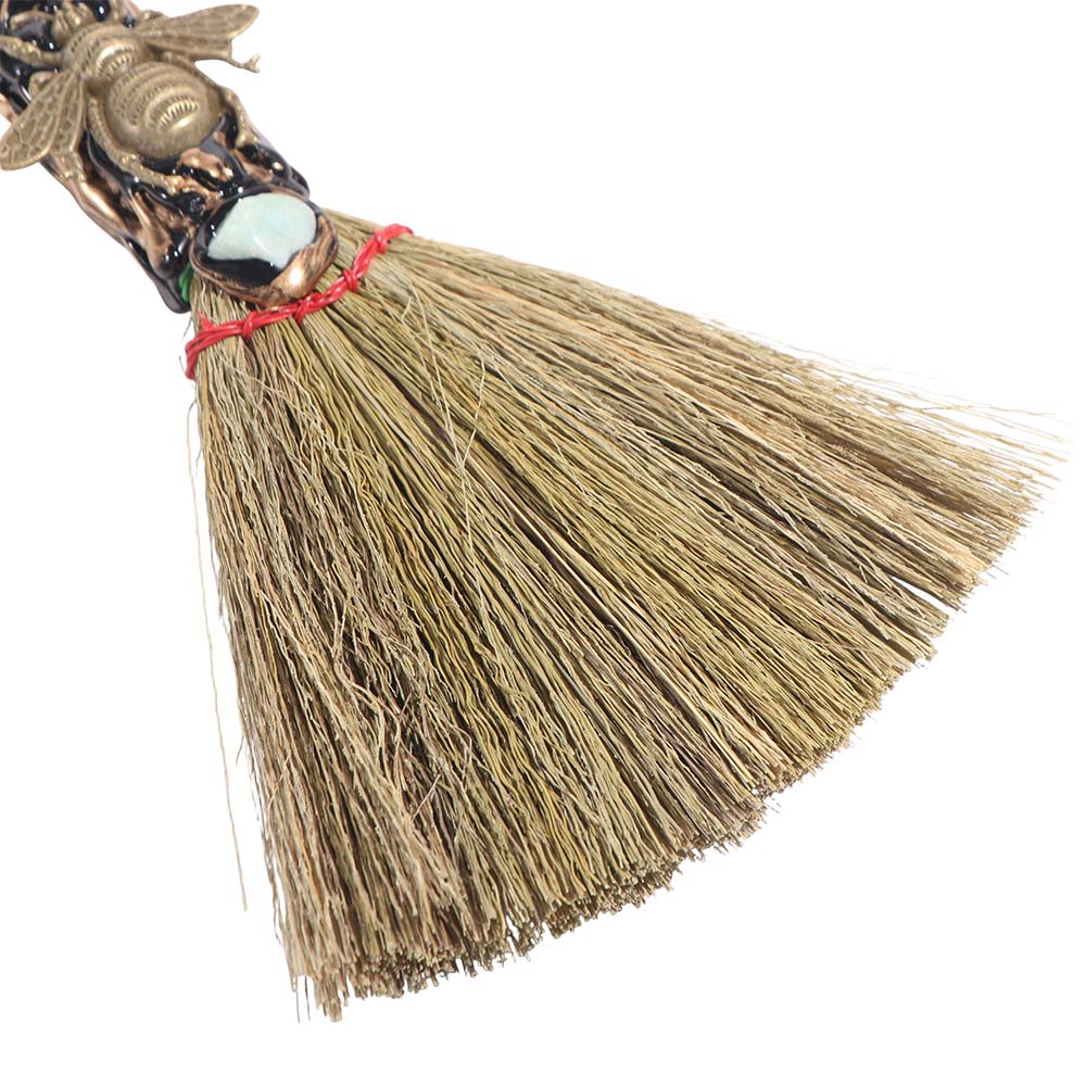 Natural Witch Broom Ornaments Rough Stone Broom Craft Crystal Column Point Stone Broom Desktop