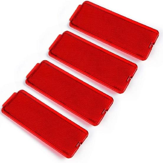 2 PCS Red Premium Interior Front Rear Door Entry Light Reflector Panels Compatible With Ford Super Duty F250 F350 F450 F550 1999-2007 / Excursion
