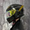 Motorcycle Helmet: Made of Carbon Fiber, Large Tail with Night Vision Lens, Full Coverage Motorcycle Helmet