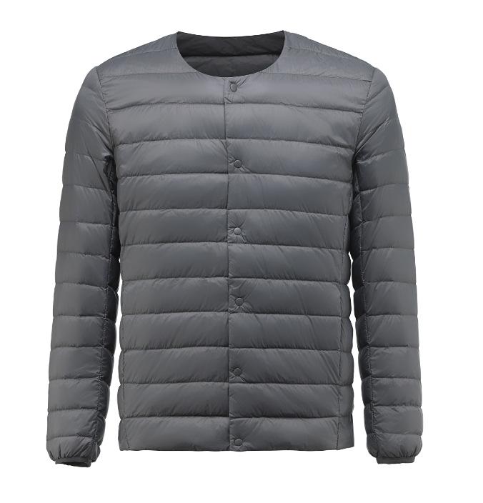 

Чоловіча легка куртка-пуховик, що трансформується - Круглий виріз у V-подібний, Теплий внутрішній шар, Простий стиль для будь-якого віку XL сірий колір