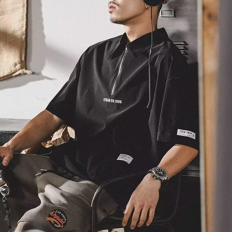 American Plus Size Moisture Wicking Soft High Quality Breathable Men's Loose Polo Shirt--Wrinkle Resistant Casual Athletic Short Sleeve Neck Shirt