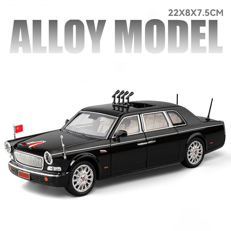 1/24 HONGQI L5 Military Parade Car Alloy Die Cast Toy Car Model Sound and Light Children's Toy Collectibles Birthday Gift