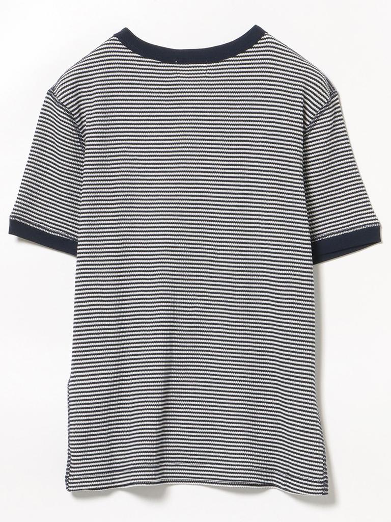 Beams Heart Tee Waffle Striped Pullover Navy One Size S/S Women's