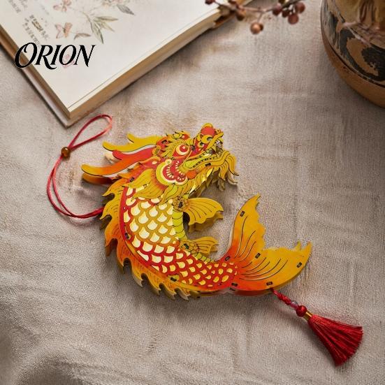 Portable Lantern Toy Chinese Dragon Fish Kit, DIY Coloring Crafts for Mid-Autumn Holiday Decoration Festival, Handmade Handheld Wooden Assembly