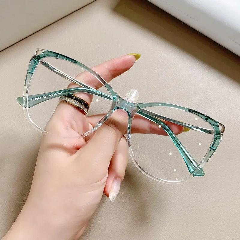 Fashion Luxury Cat Eye Eyeglasses Women Men Vintage Anti-Blue Light Glasses Optical Computer Goggles Frame Metal Spectacle