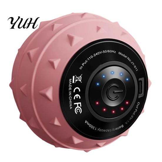 Tragbarer Massageball mit mehrstufiger Vibration, Yogaball, Handlicher elektrischer Muskelroller, 1300mAh Akku, 3 hohe Vibrationsstufen für