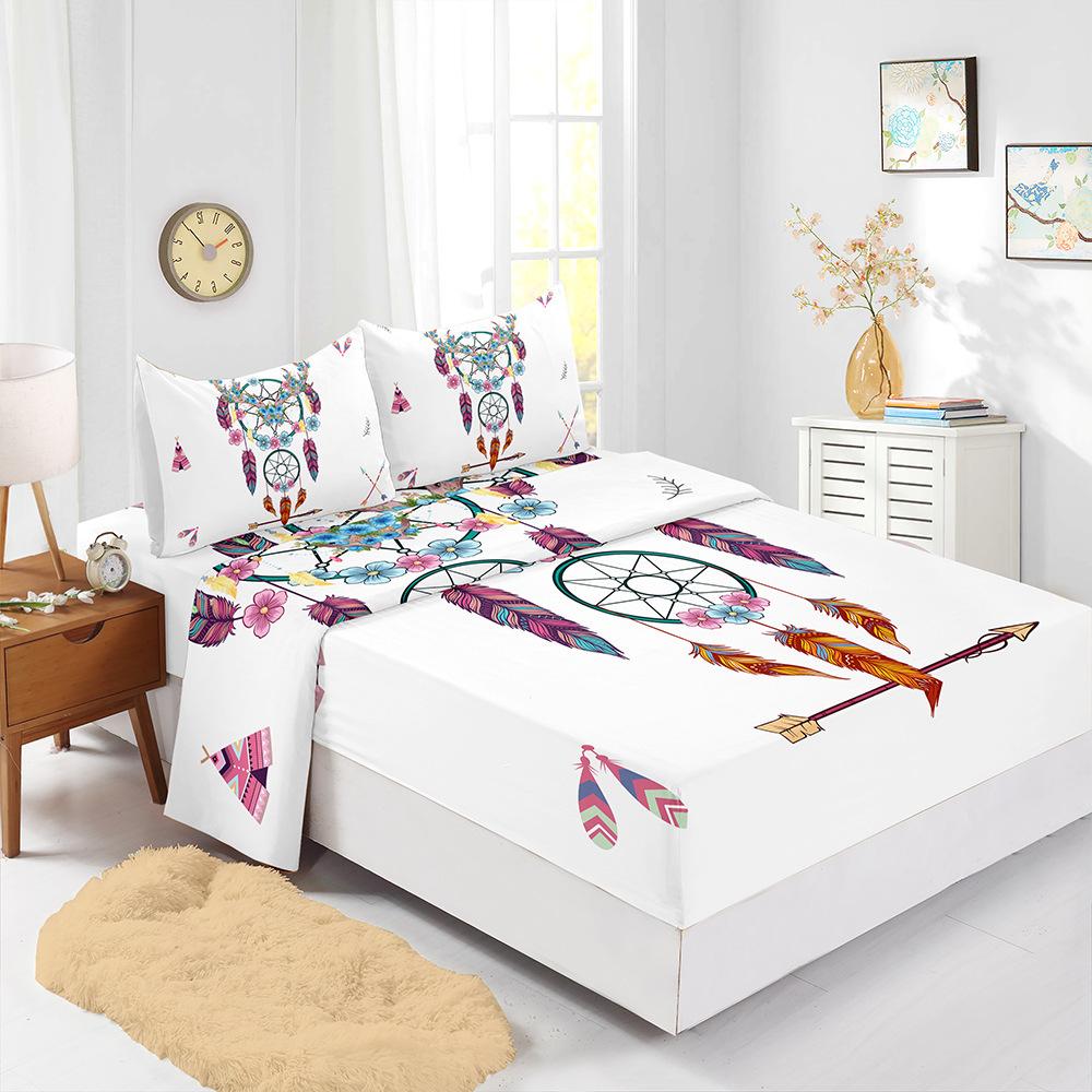Dream Catcher Wind Chimes Four-Piece Set Mattress Sheet Mattress Protective Cover Bedding