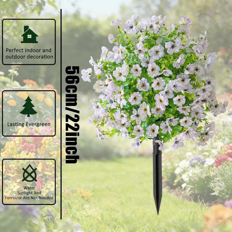 Artificial Flower,Artificial Petunias With Ground Stake, 18" Outdoor Faux Flowers For Garden, Yard, Planter And Porch