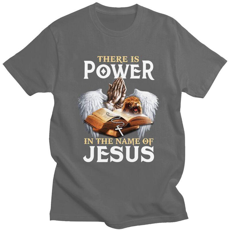 Custom Trendy Power In The Name Of Jesus T Shirt Men Short Sleeves 100 Cotton Tshirt Christian Faith Tee Tops Fashion Tshirts