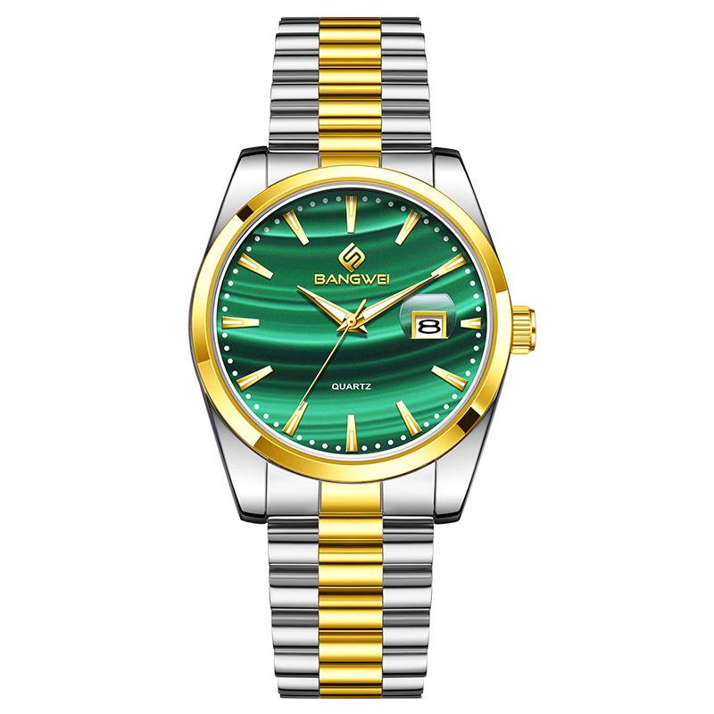 

LIGE Новые мужские часы BANGWEI Бренд Мода Повседневные Личность Циферблат Водонепроницаемые Стальные Мужские Кварцевые Часы золотой/зелёный