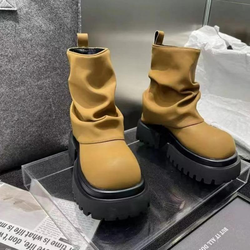 Mode 2024 Nouvelles Bottes Pantalons d'Hiver pour Femmes Bottes Montantes à Semelles Épaisses Bottes Rétro Chaussures pour Femmes Mode et Confortables