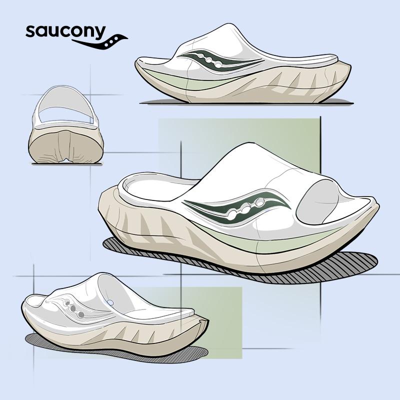 Saucony Bestselling Relaxing Sports Silent Non-Slip Odor-Resistant Anti-Chafe Quick-Dry Antibacterial Massage Slide Sandals Unisex Sandals S28903-4