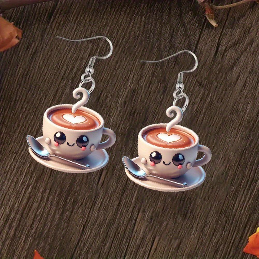 

Elegant Heart Coffee Earrings
