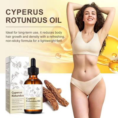 Huile de Souchet Rond pour l'Épilation 60ml, Réduisant la Croissance des Poils Corporels, Huile Essentielle de Cyperus Rotundus pour une Peau Lisse et l'Épilation