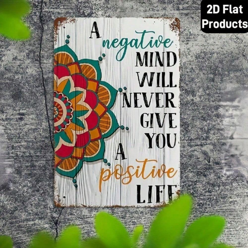 Vintage Metal Sign Positive Quote Mandala Wall Decor