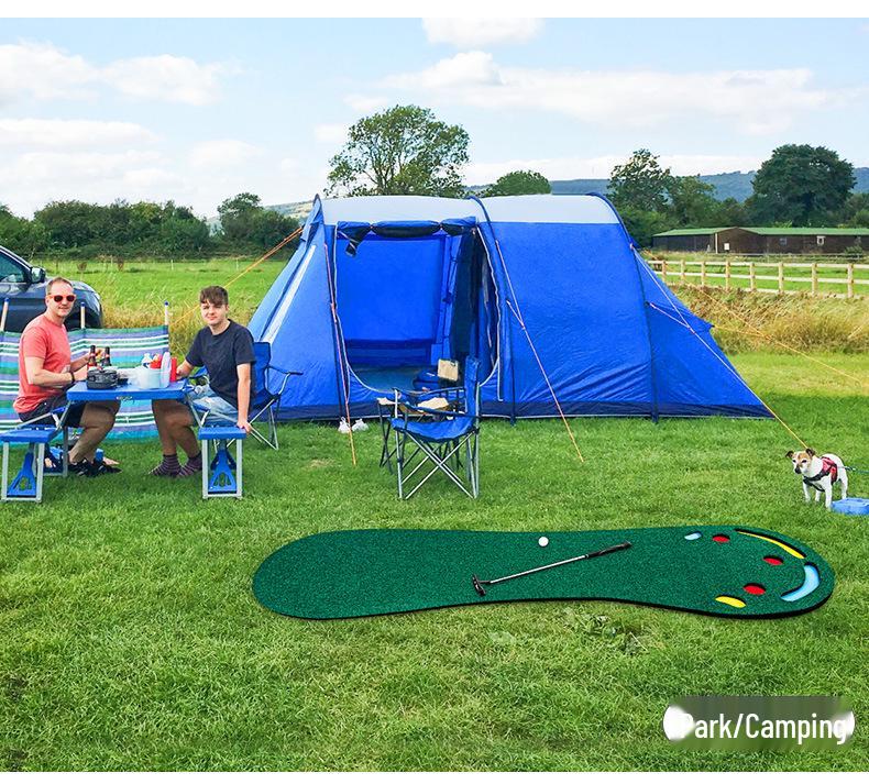 Indoor Golf Putter Practice Mat with Big Footprint - Non-Slip Home Use Mini Green